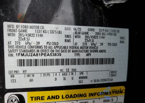 2023 Ford Expedition Limited from USA, damaged, VIN 1FMJU2A81PEA53839